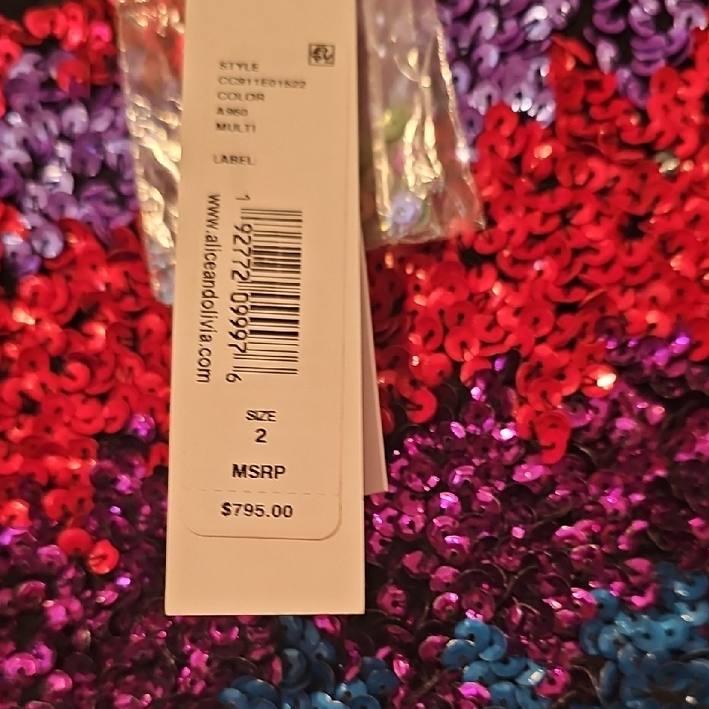 Alice + Olivia “Inka” Rainbow Sequin Mini Dress Size 2 - NWT! - Picture 5 of 6
